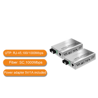 WI-TEK 25km Single Fiber Optic Media Converter