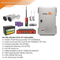 WI-TEK Solar IoT Kit with 2 Ajax Bullet Cameras White