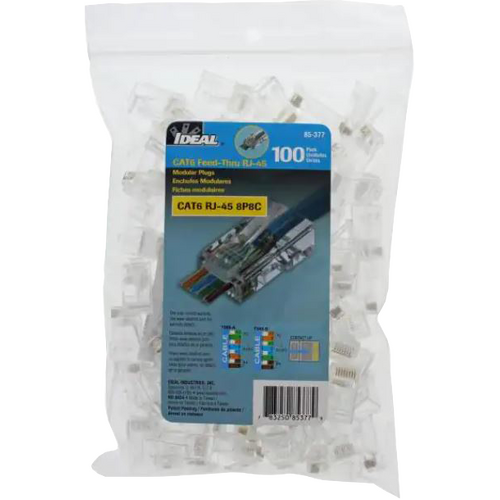 Ideal Feed-Through Cat6 Connector - (100pcs Pack)