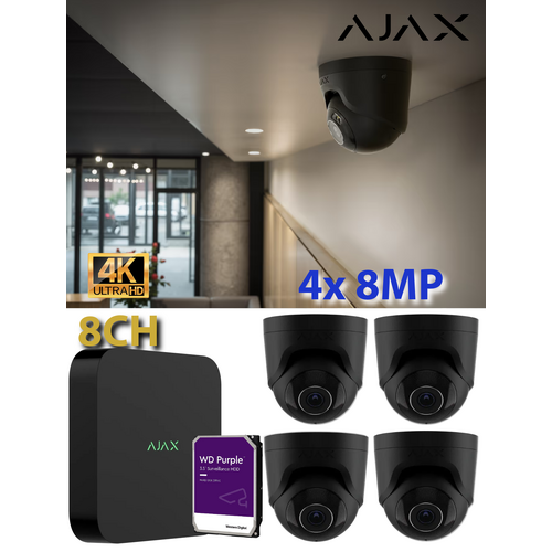 4 x 8MP + 8CH 4TB AJAX BLK