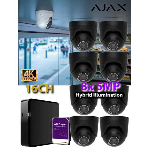 8 x 5MP HL + 16CH 4TB AJAX BLK