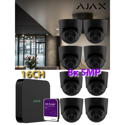 8 x 5MP + 16CH 4TB AJAX BLK