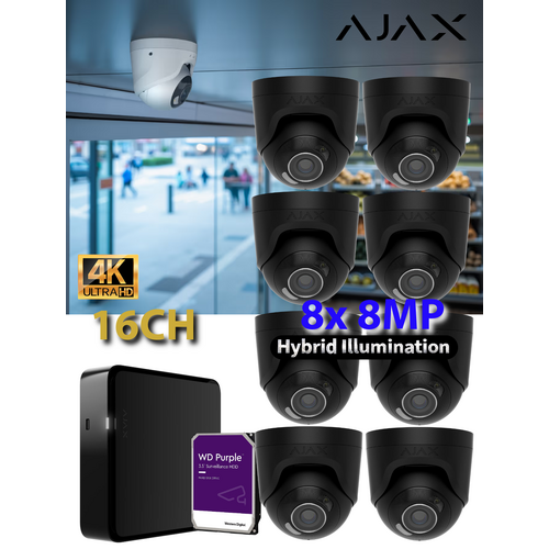 8 x 8MP HL + 16CH 8TB AJAX BLK
