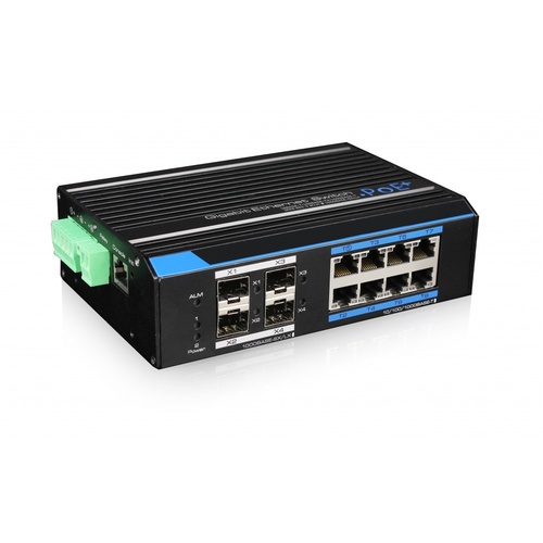 8ch Industrial PoE+ Layer-2 Switch
