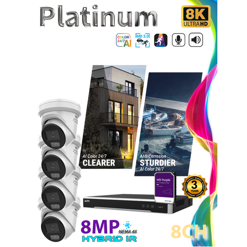8K Kit 4 x 8MP + 8ch NVR 4TB