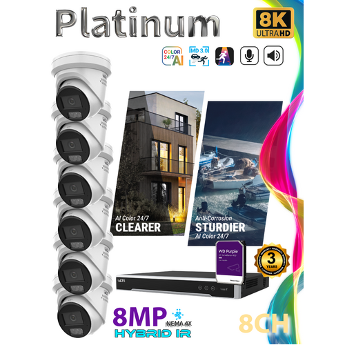 8K Kit 6 x 8MP + 8ch NVR 4TB