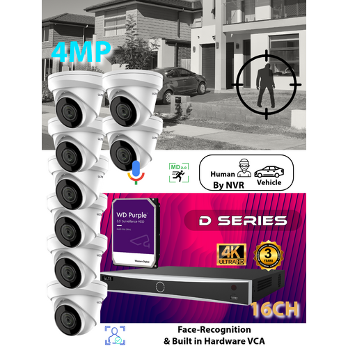 16ch NVR (4TB) + 8x (4MP) Camera KIT