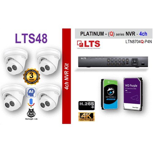4ch NVR (4TB) + 4x (8MP) Camera KIT
