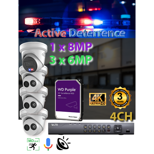 4ch NVR + 3x 6MP + 1x 8MP AD