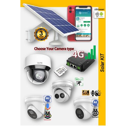 Lithium Solar 6MP AI Turret 4G Kit