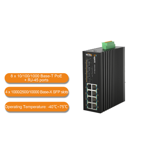 WI-TEK Industrial 8 Port PoE Switch