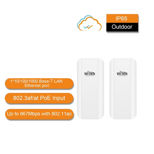 WI-TEK 5km Outdoor 867Mbps Wireless Point-to-Point CPE Kit V2