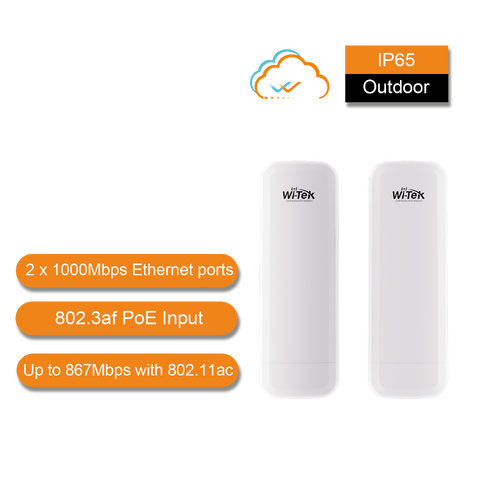 WI-TEK 5km Outdoor 867Mbps Wireless Point-to-Point CPE Kit V3