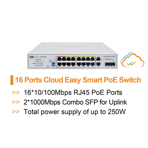 WI-TEK 16 Port Easy Cloud PoE Switch