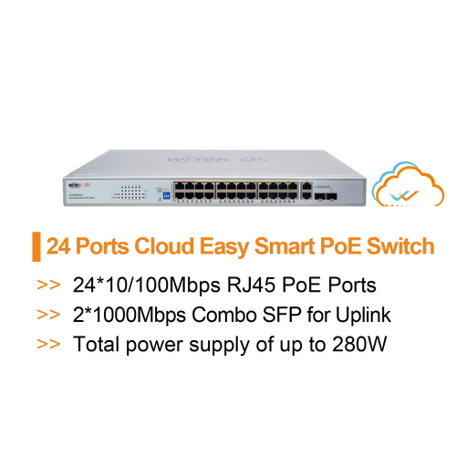 WI-TEK 24 Port Easy Cloud PoE Switch