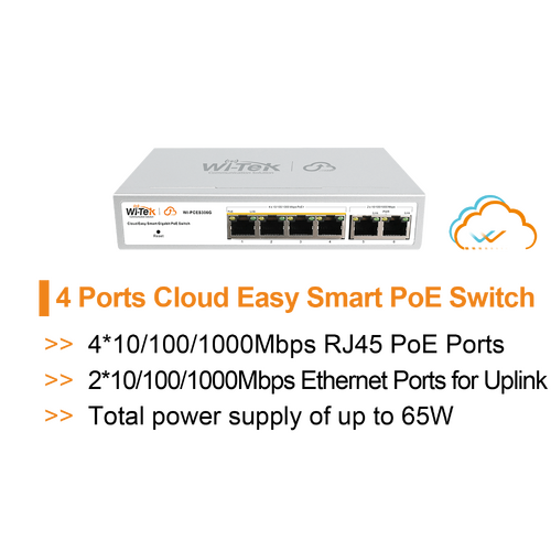 WI-TEK Gigabit 4 Port Cloud PoE Switch