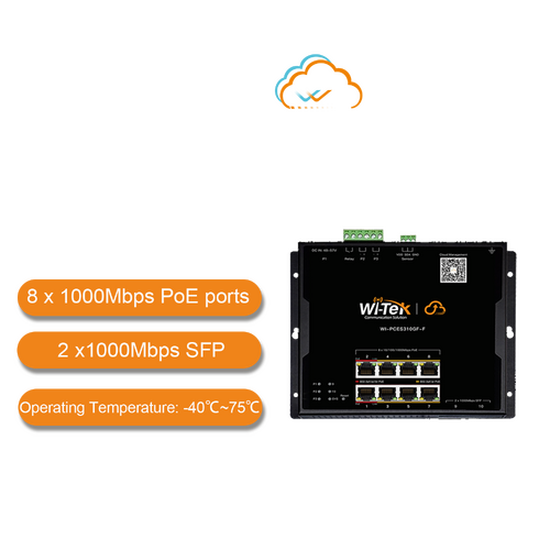 WI-TEK Industrial Cloud 8 Port Flat PoE Switch