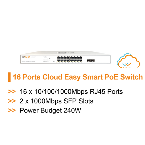 WI-TEK Gigabit 16 Port Cloud PoE Switch