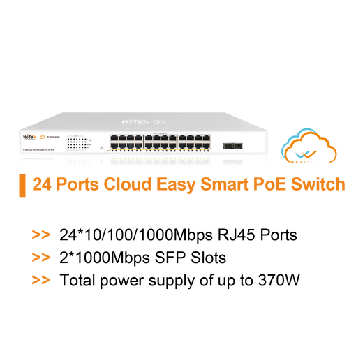 WI-TEK Gigabit 24 Port Cloud PoE Switch