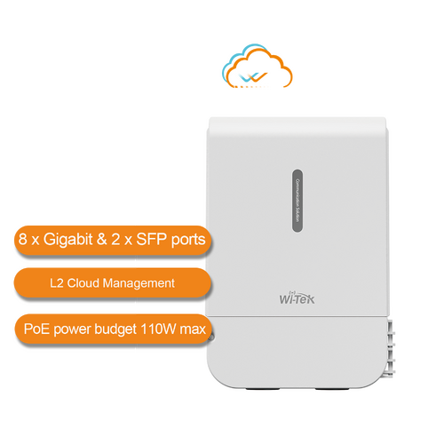 WI-TEK Outdoor Gigabit 8 Port Cloud PoE Switch